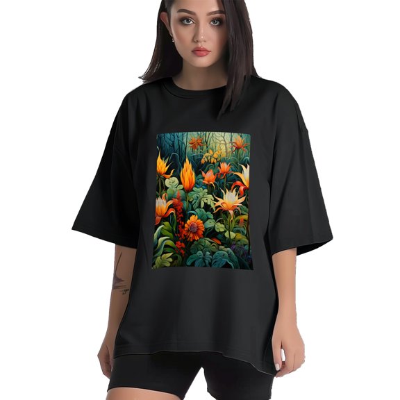 Plus Size Shirt for Women Black Tops for Women Short Sleeves Shirt for Women Flower 6 T Shirt Crewneck Shirt for Women XS