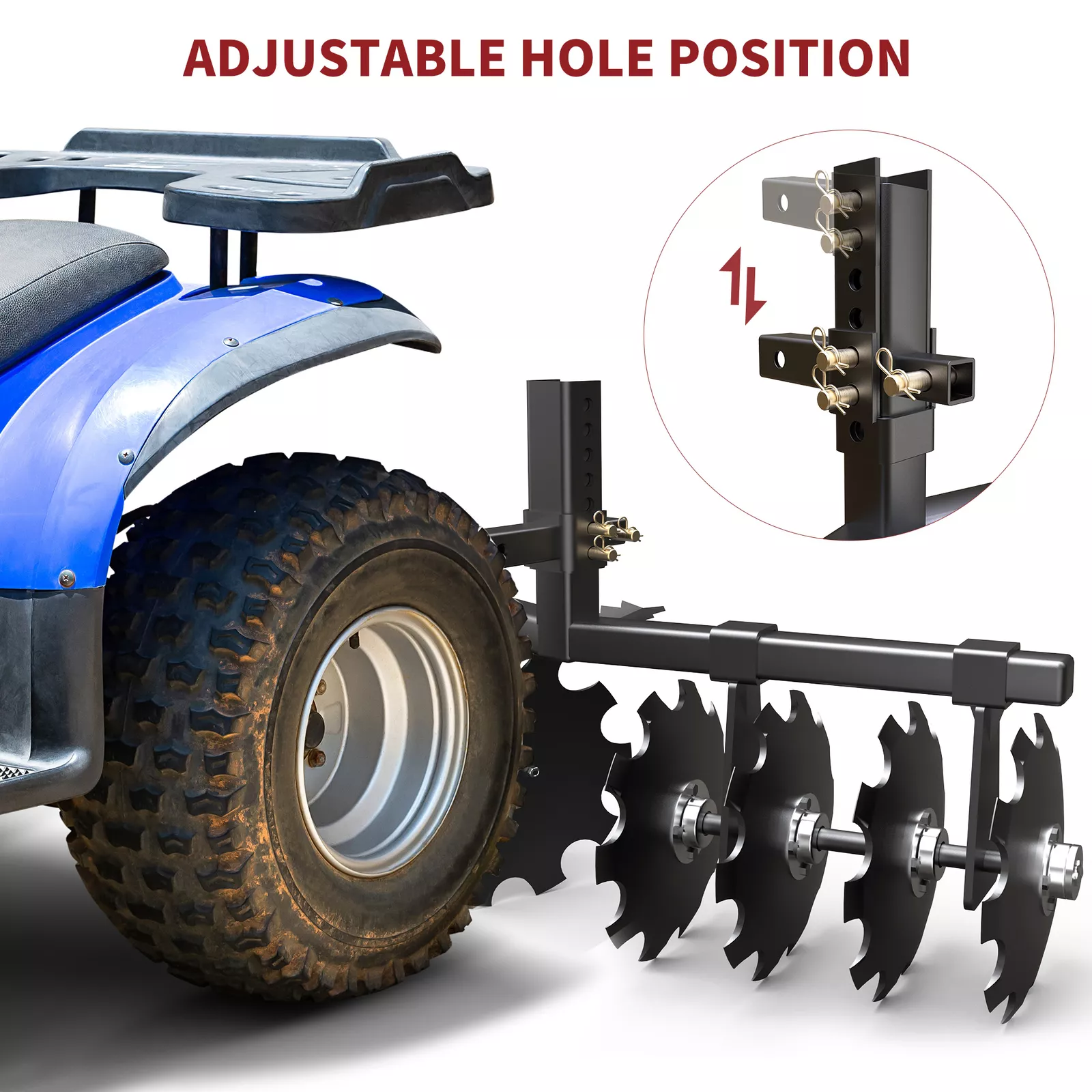 RVNI 32" Cut Width Disc Plow Harrow With 2" Receiver Hitch Mount Pull Behind Tiller for ATVs & UTVs Heavy