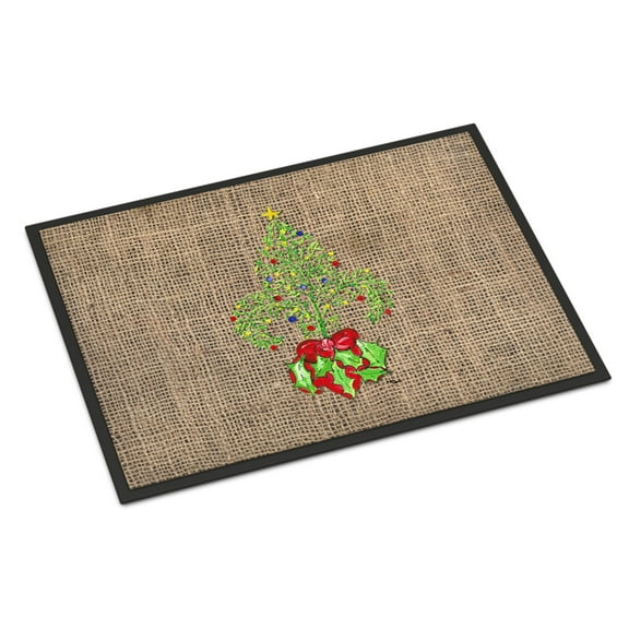 Christmas Tree Fleur de lis Door Mat Doormat