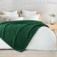 thumbnail image 6 of Whale Flotilla Fuzzy Fleece Throw Blanket for Couch, Bed, Soft Fluffy Jacquard Waffle Blankets for All Season, Lightweight and Warm, 50x60 Inch, Emerald Green, 6 of 9
