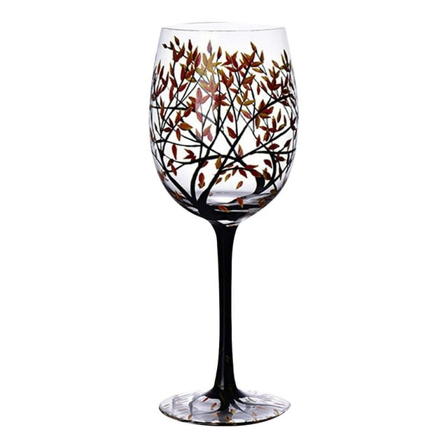 Binwennn Gobelet en Verre Peint à la Main, Quatre Verres Rouges Saisonniers, Tasses Élégantes pour Cuisine, Tasses en Bois pour Enfants, Ensemble de Pichet et Verres