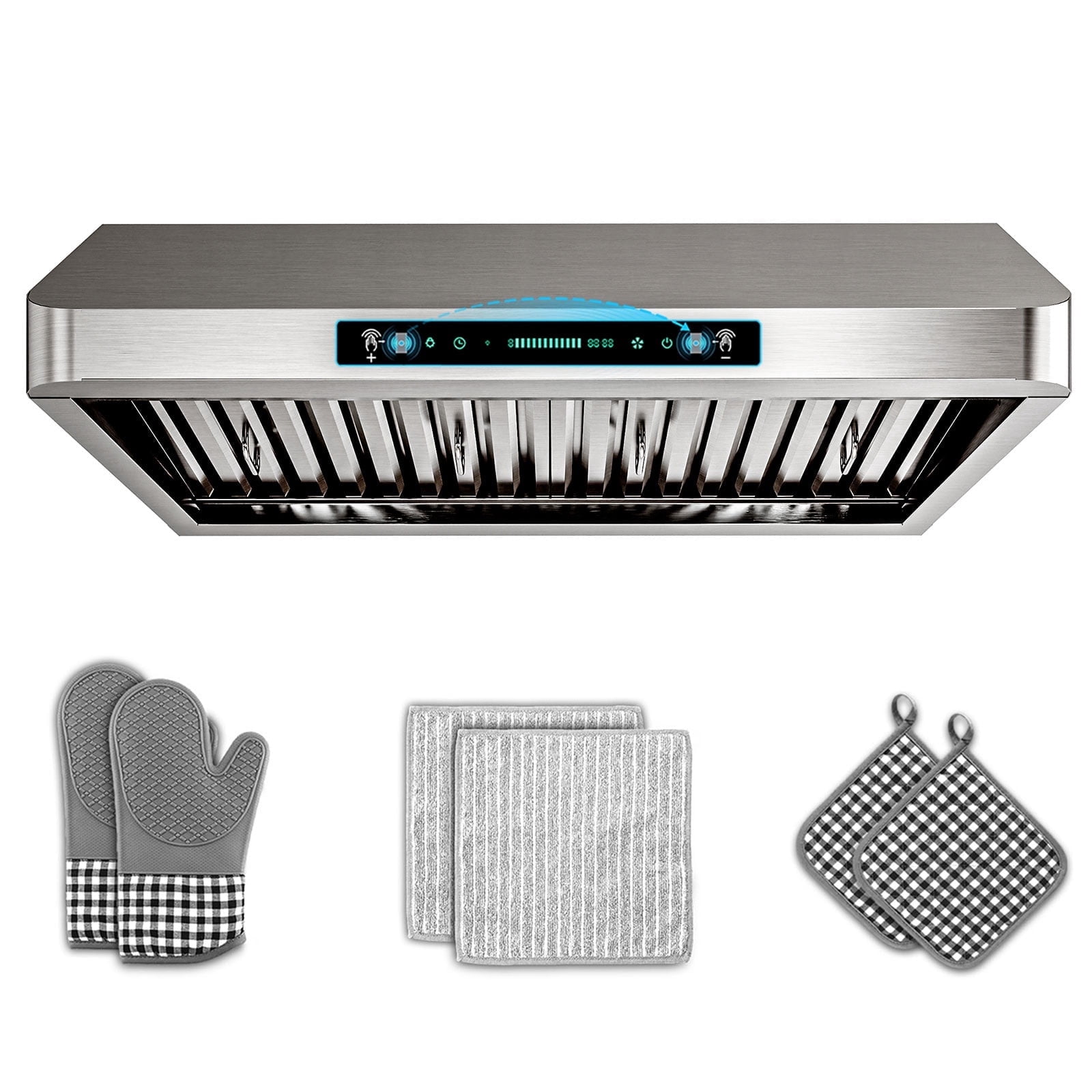 GIMSOL 30" Under Cabinet Range Hood, 600 CFM, 4-Speed Gesture Control, Stainless Steel, Ducted