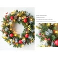 thumbnail image 4 of 16 Inch Christmas Wreath with Timer 20 Light Battery Operated for Christmas Indoor Outdoor Decoration Front Door with Pine Branch Pine Cones Berries Snowflakes Xmas Wreath, 4 of 6