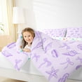 thumbnail image 3 of jejeloiu Kawaii Bowtie Bow 7pcs Bedding Comforter Set,Ocean Animal Seahorse Queen Bedding Sets For Girls Teens Reversible, 3 of 7