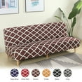 thumbnail image 3 of SHANNA Futon Slipcover Armless Sofa Covers Stretch Sofa Bed Slipcover Protector Elastic (Brown Geometry), 3 of 6