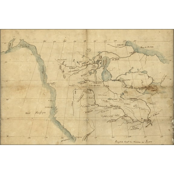 24"x36" Gallery Poster, map of western north america united states 1790