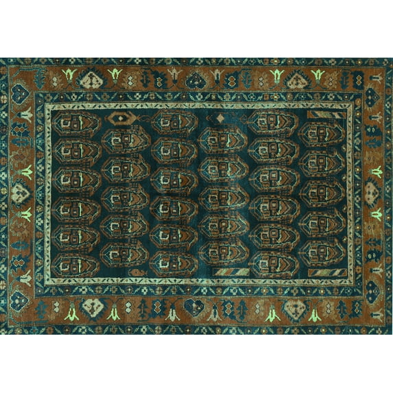 Ahgly Company Machine Washable Indoor Rectangle Persian Turquoise Blue Traditional Area Rugs, 3' x 5'