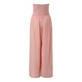 thumbnail image 5 of Kagetolytai Jumpsuit for Women Plus Size Women's Plus Size Strapless Tube Top Wide Leg Pants Jumpsuit Baggy Off Shoulder Overalls Smocked Romper with Pockets Lounge Sets for Women Pink 2XL, 5 of 7