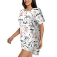 thumbnail image 2 of Wukai Cute Magic Bunny Women's Pajama Set,Short-Sleeve Top and Shorts with Elastic Waistband and Pockets for Loungewear, Yoga, and Casual Wear-Large, 2 of 8