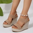 thumbnail image 4 of Dakaela Espadrille Wedge Sandals for Women High Heels Platform Slip on Walking Ankle Strap Summer Shoes, 4 of 8