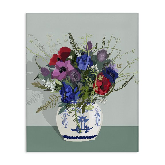 Stupell Industries Eclectic Ginger Jar & Anemones Canvas Art, 16 x 20, by Betty Boynes