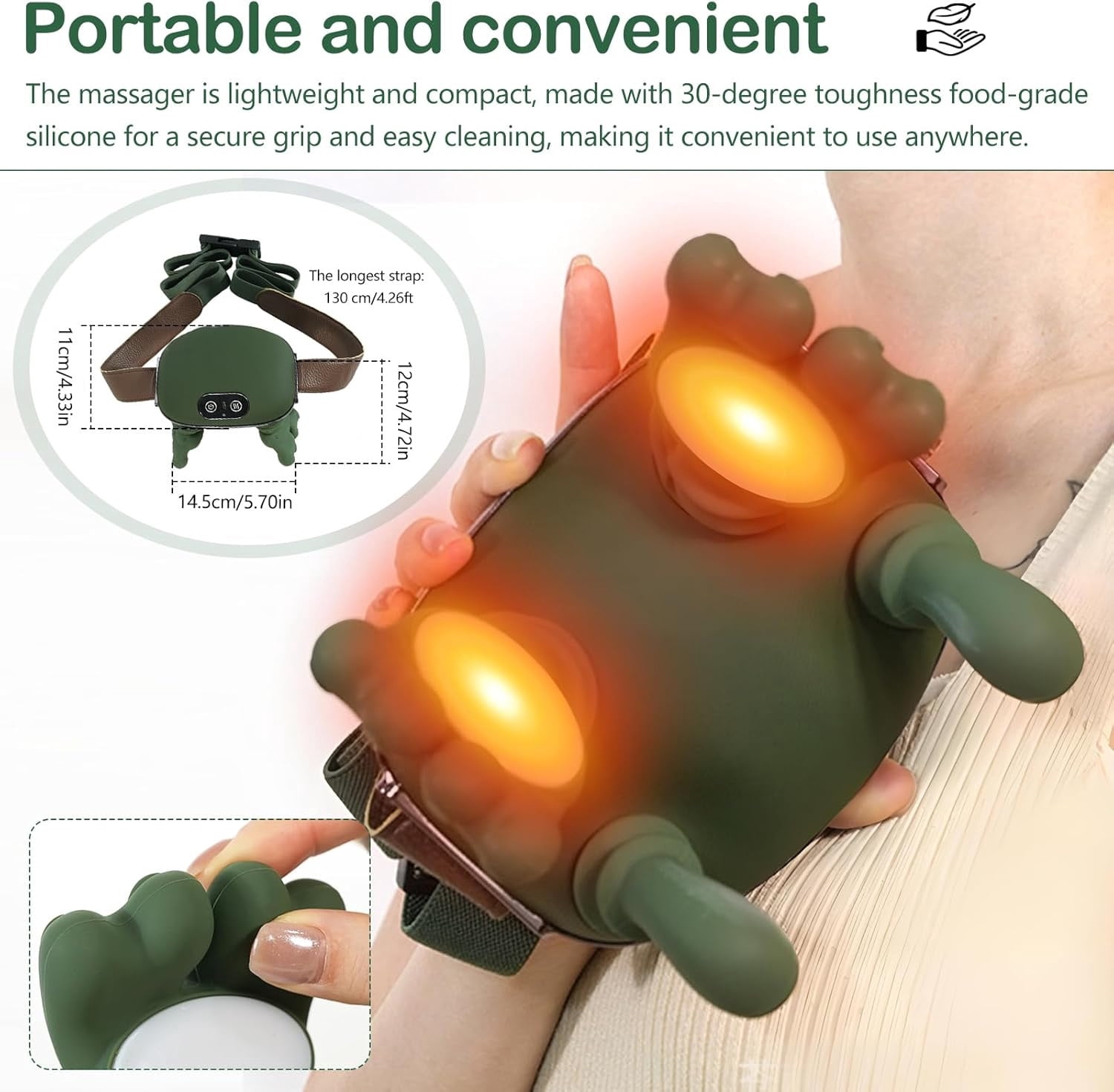 DAMAI Heated Massager 2025, Portable Simulated Human Hand Design Neck and Back Massager, 2 Temperature Levels, Electric Neck Massagers with Warmth, the Master, Wireless for Men, Women