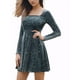 thumbnail image 1 of INSPIRE CHIC Vestidos de fiesta para mujeres con estampado de estrellas, escote cuadrado, vestido de prom vintage mini de terciopelo, M gris, 1 of 8