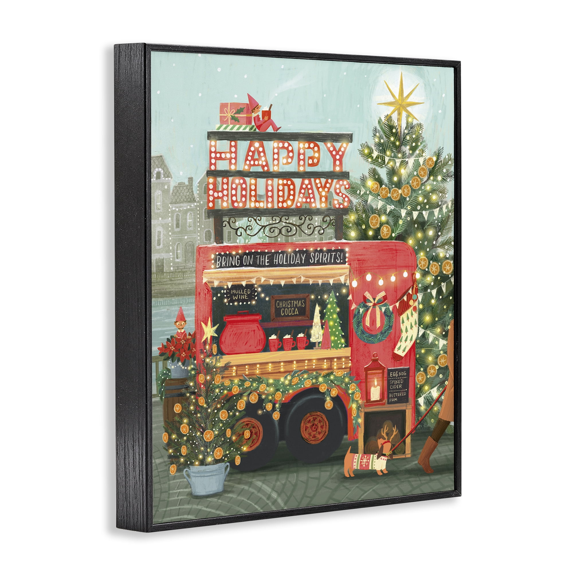 Stupell Industries Christmas Beverage Truck Holiday Painting Black Framed Art Prints Wall Art, 11 x 14