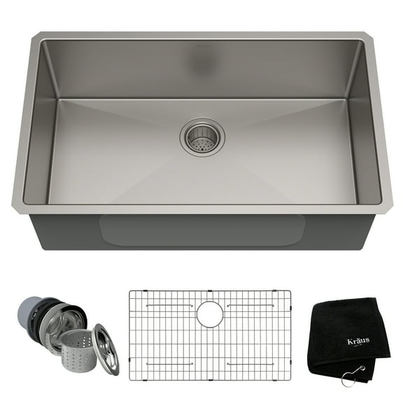 KRAUS Standart Pro 32" Undermount Single Bowl 16 Gauge Stainless Steel Kitchen Sink