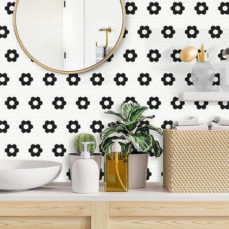 MORCART Peel and Stick Floor Tile, Vinyl Flooring Waterproof, DIY Flooring for Bathroom, Kitchen, Fireplace, Pet House, Stairs, Bedrooms, Wall(20PCS,7.87" x 7.87",White)