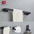 thumbnail image 2 of Juego de accesorios de baño autoadhesivos, accesorios de baño con acabado negro, barra de toalla, gancho, anillo de toalla, soporte de papel higiénico, 2 of 4