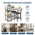 thumbnail image 4 of 3-Piece Dining Table Set for 2, Expandable Bar Table and Chairs Set, with Storage Shelves and Wine Rack, for Living Room, Apartment, Gray, 4 of 9