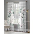 thumbnail image 4 of Easter Bunny Sheer Curtains 108 Inch Length 2 Panels for Living Room, Eucalyptus Leaves Rabbits Country Grey Plaid Voile Kitchen Curtain Set, Luxury Privacy Drapes Window Treatment for Bedroom, 4 of 7