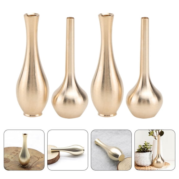 VERDANVERSE Small Flower Vases For Tables 4Set Golden Decoration
