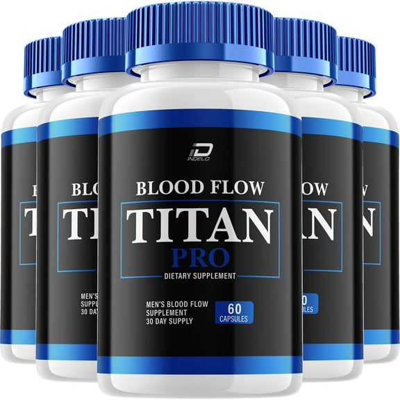 Blood Flow Titan  for Men Capsules – BloodFlow Titan Vitamin Complex Pills, Energy, 5 Pack, 300 Capsules