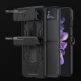 thumbnail image 2 of for Samsung Galaxy Z Flip 4 Magnetic Hinged Folding Case, Military Grade Armor Sliding Lens Cover Raised Lip Protection Anti-Drop Shockproof Rugged Case For ZFlip 4 6.7 inch, Black, 2 of 8