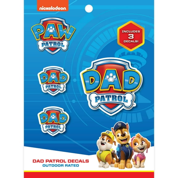 Paw Patrol Dad Patrol Decals - Set of 3 Dad Patrol Badge Vinyl Stickers for Truck Water Bottle Bike Helmet Laptop Skateboard - Outdoor Rated Water Resistant Vinyl Decals