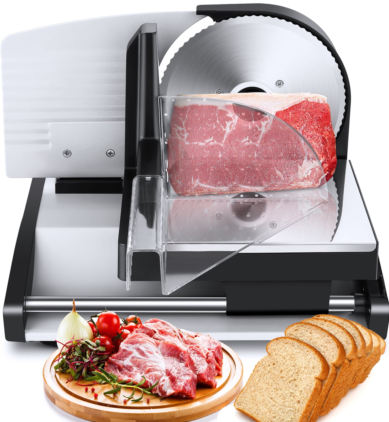 Nictemaw 200W Electric Food Meat Slicer Adjustable Thickness Home Meat