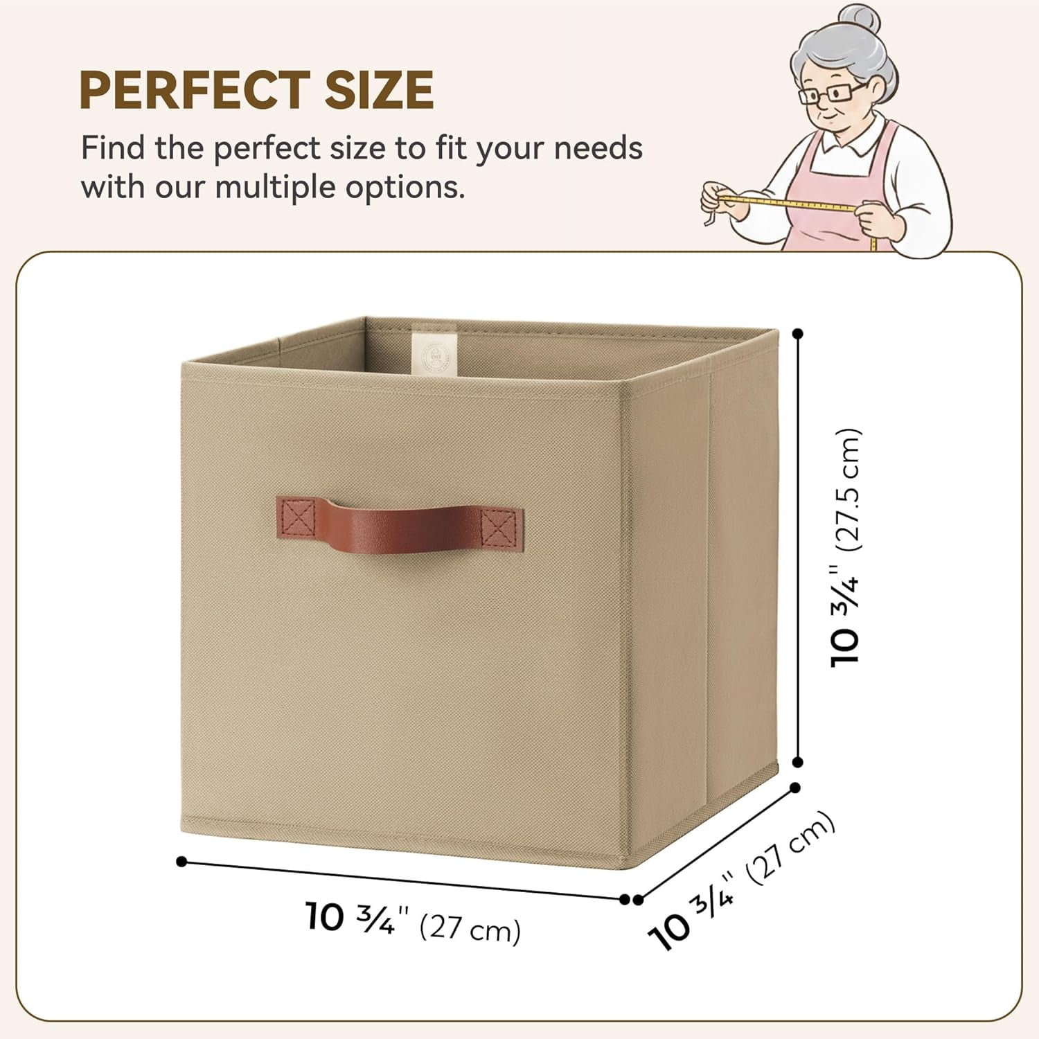 GRANNY SAYS Storage Cube Organizer, 11 Inch Cube Storage Bins, Fabric Storage Bins for Cube Shelf & Closet, 6-Pack, Khaki