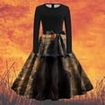 thumbnail image 2 of Women Vintage Long Sleeve O Neck Witch Dress Halloween 1950s Evening Party Prom Party Beach Dress, 2 of 3