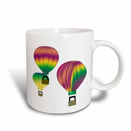 - 3dRose Graphic Design Colorful Hot Air Balloons with transparent background, Ceramic Mug, 11-ounce