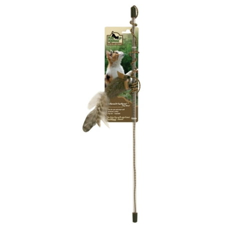 Cat Toy 18 Inch Wand - PLAY N SQUEAK TEASER WAND TETHERED & FEATHERED, 18