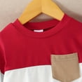 thumbnail image 6 of Caqnni Baby Girls Color Block Long Sleeve Sweatshirt Tops + Pants Set Baby Girl Fall Winter Clothes Fall Winter Outfit for Girls 6 9 12 18 24 Months，Red，6-9 Months, 6 of 7