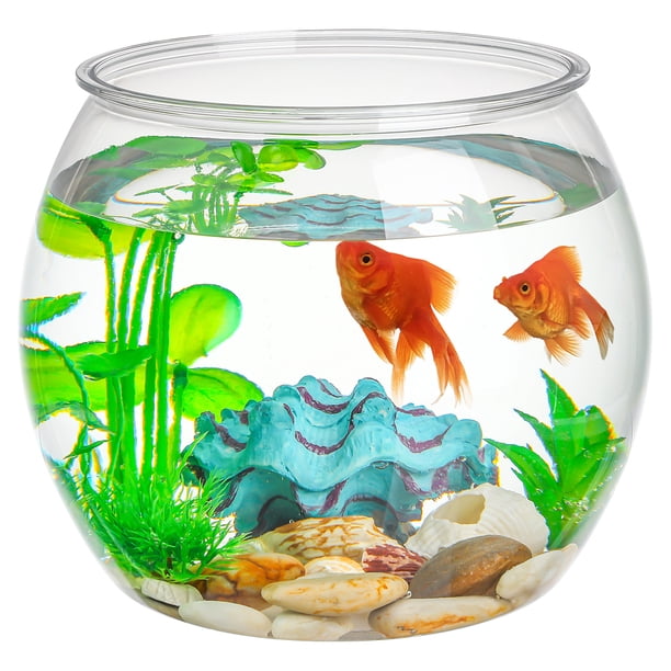 Pecera de plástico transparente, pequeño acuario, pequeña pecera, pecera para peces Betta, peces dorados