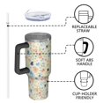 thumbnail image 4 of 40oz Pioneer Flower Floral Print Pattern Insulated Tumbler with Handle, BPA-Free Leak Proof Lid and Straws, Double Wall Vacuum, Hot 12h/Cold 34h, 4 of 6