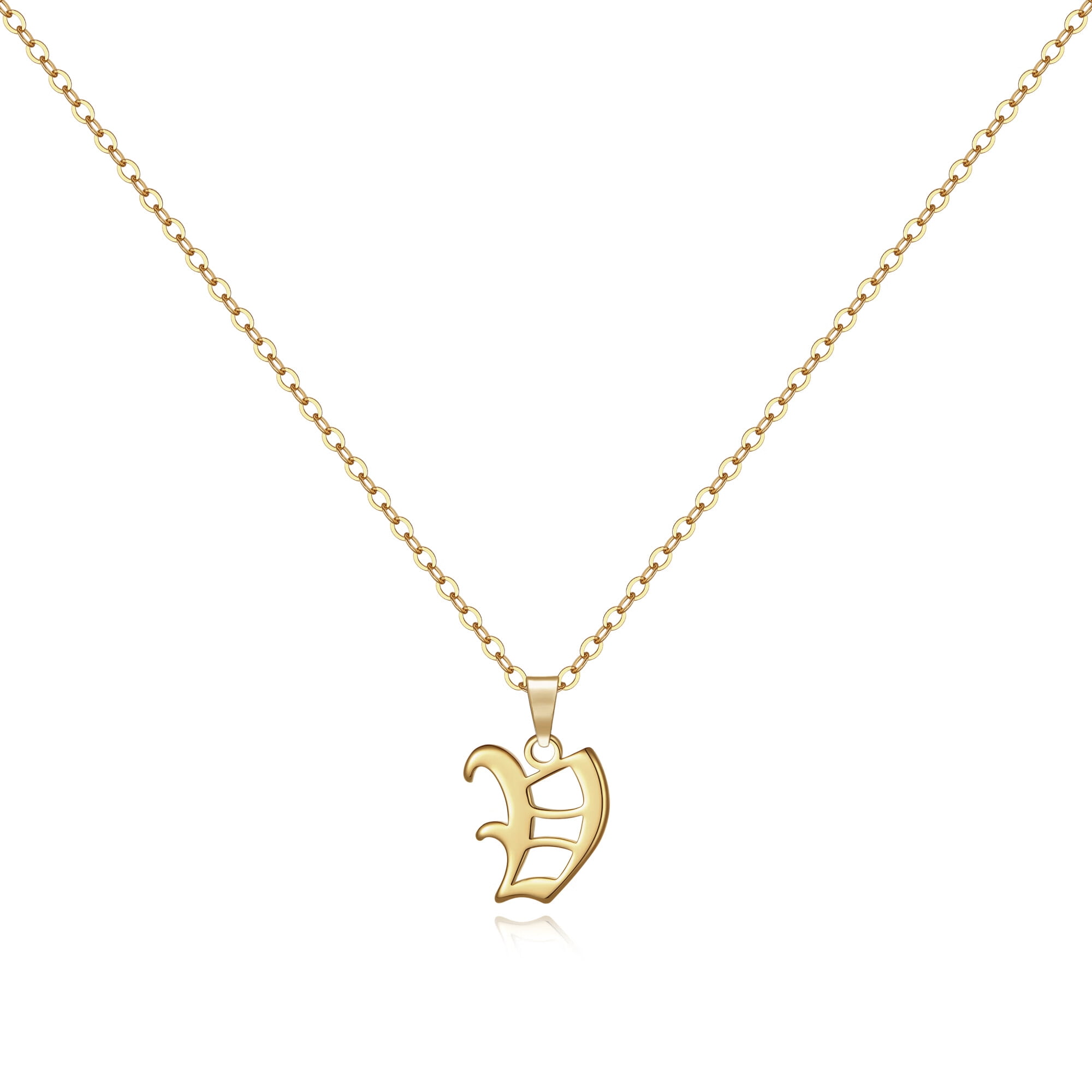 AUNOOL Old English Initial Necklace for Women Girls Dainty 14k Gold ...