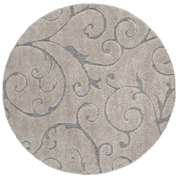 SAFAVIEH Florida Doug Floral Vines Geometric Shag Area Rug, Grey/Light Blue, 10' x 10' Round