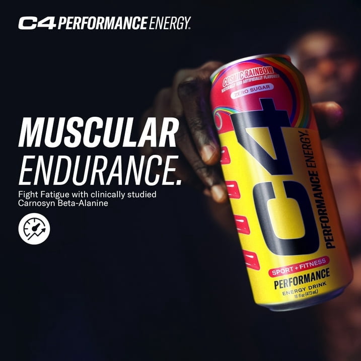(3 pack) C4 Performance Energy Drink, Cosmic Rainbow, 16oz, Single Can