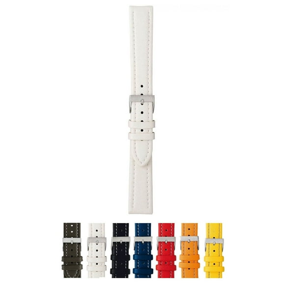 Morellato Tipo Locman Microfiber Watch Strap - White - 18mm - Sandblasted Stainless Steel Buckle - SPORT Collection