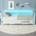 thumbnail image 2 of Euroco Metal Daybed with Trundle and LED Light, Twin, Solid Platform Bed with Pop up Trundle Bed for Bedroom, 2 of 9