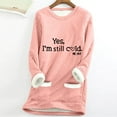 thumbnail image 2 of Feancey Fleece Lined Sweatshirt for Women Crewneck Long Sleeve Thermal Tunic Tops Casual Letter Print Pullover Sweatshirts Fuzzy Warm Loungewear Top Pink XL, 2 of 4