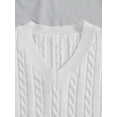 thumbnail image 3 of Hotian Women Cable Knit Sweater Vest V Neck Pullover White L, 3 of 6