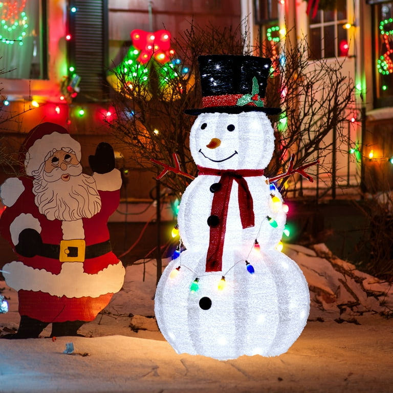 Zimtown 4ft LED Lighted Snowman, Christmas Snowman with 20 Colored Lights, Hat, 1 Count Zimtown 4ft LED Lighted Snowman, Christmas Snowman with 20 Colored Lights, Hat, 1 Count