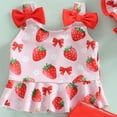thumbnail image 5 of Gubotare Swimsuit Girls Toddler Little Girls Swimwear Botanical Print Pattern Ruffle Patchwork Bathing Suits Swimdress Beach Wear Two Piece Split Swimsuit 6 12 Months (Red,6-12 Months), 5 of 6
