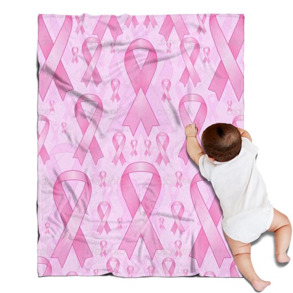 Pink Breast Cancer Blanket,Comfortable Soft Flannel Throw Blanket,All Season,Warm Lightweight Blankets for Sofa Bed Couch Living Room Chair,30"x40"