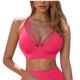 thumbnail image 2 of Traje de baño de bikini liso sin mangas para mujer, traje de baño push-up acolchado, conjuntos de blusa de traje de baño de poliéster para mujer, 2 of 7