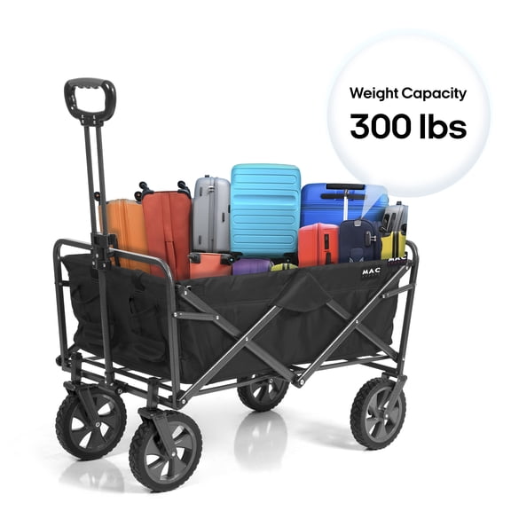 Mac Sports Collapsible Folding Outdoor Heavy Duty Utility Wagon, 300 lbs Weight capacity, Black