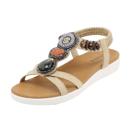 

OAVQHLG3B Dress Sandals for Women Clearance Summer Sandals For Women Flat Slip On Sandals Crystal Roman Shoes Open Toe Casual Sandals