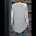 thumbnail image 4 of Blusas Tipo Túnica A Rayas para Mujer, Camisas Casuales de Larga, Jersey de Cuello Redondo. Gris L, 4 of 9