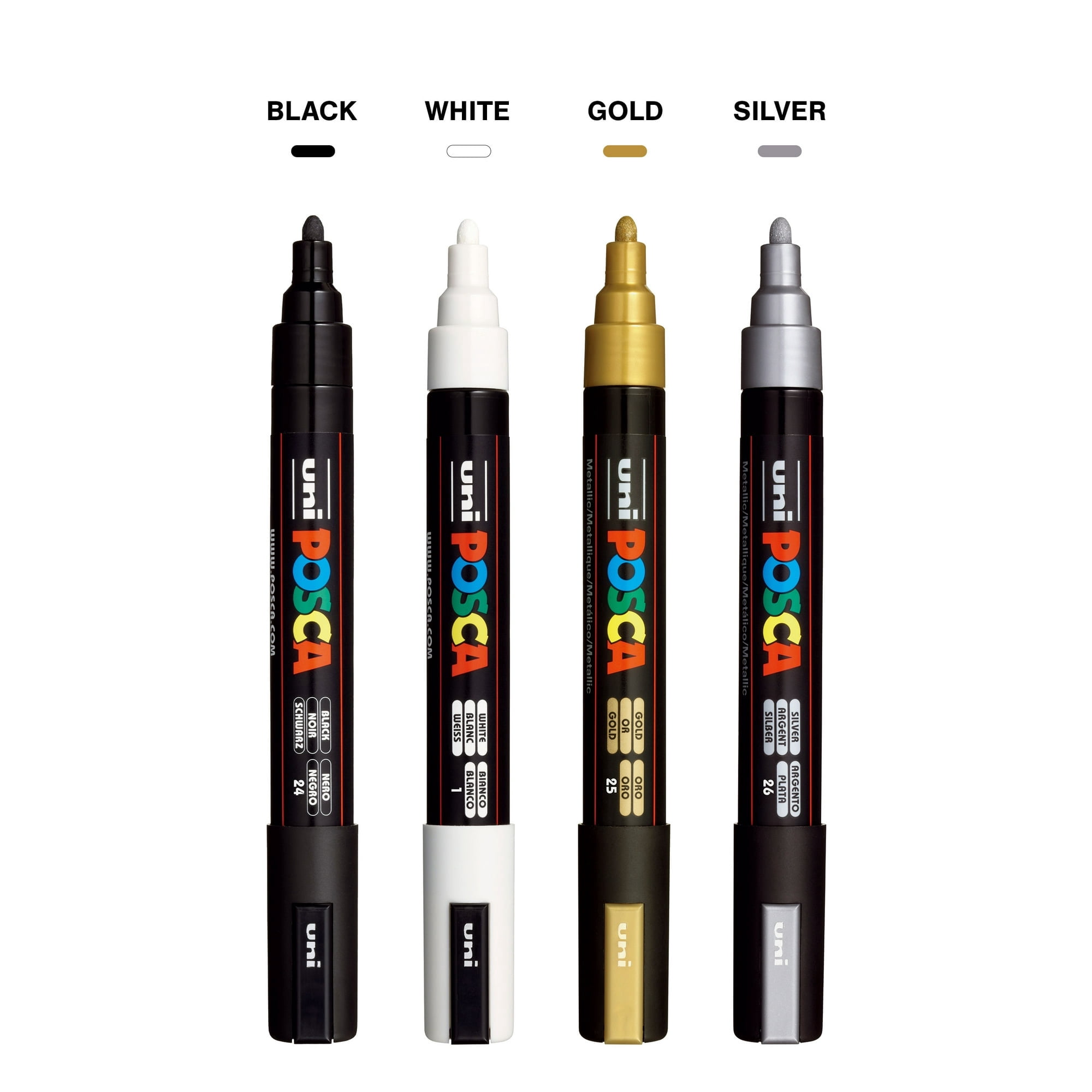 ( 2 Set ) Uni POSCA PC-5M Water-Based Paint Markers, Medium Point (1.8-2.5mm), Assorted Colors, 4 Pack